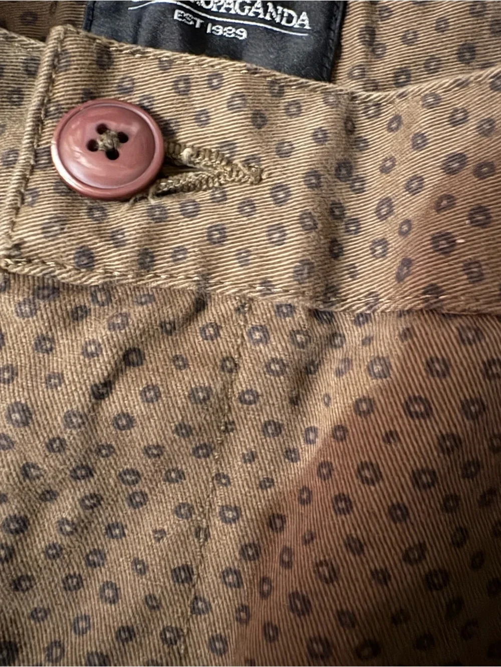 $98 Obey Men's Brown Chino Relaxed Trousers Sz 36